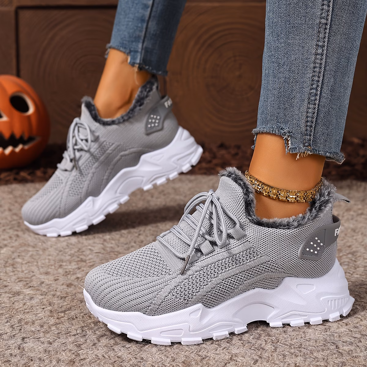 womens winter warm slip resistant plush lining sneakers running boots slip on low top shoes with cushioned pvc sole for travel casual red grey beige hand washable fabric upper fits 10