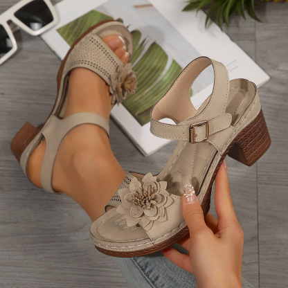 🔥Last Day Promotion 50% OFF - Women's Flower Embellished High Heel Orthopaedic Sandals