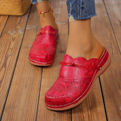 🔥Last Day Promotion 50% OFF - Women's Comfortable Slope Heel Orthopaedic Leather Sandals