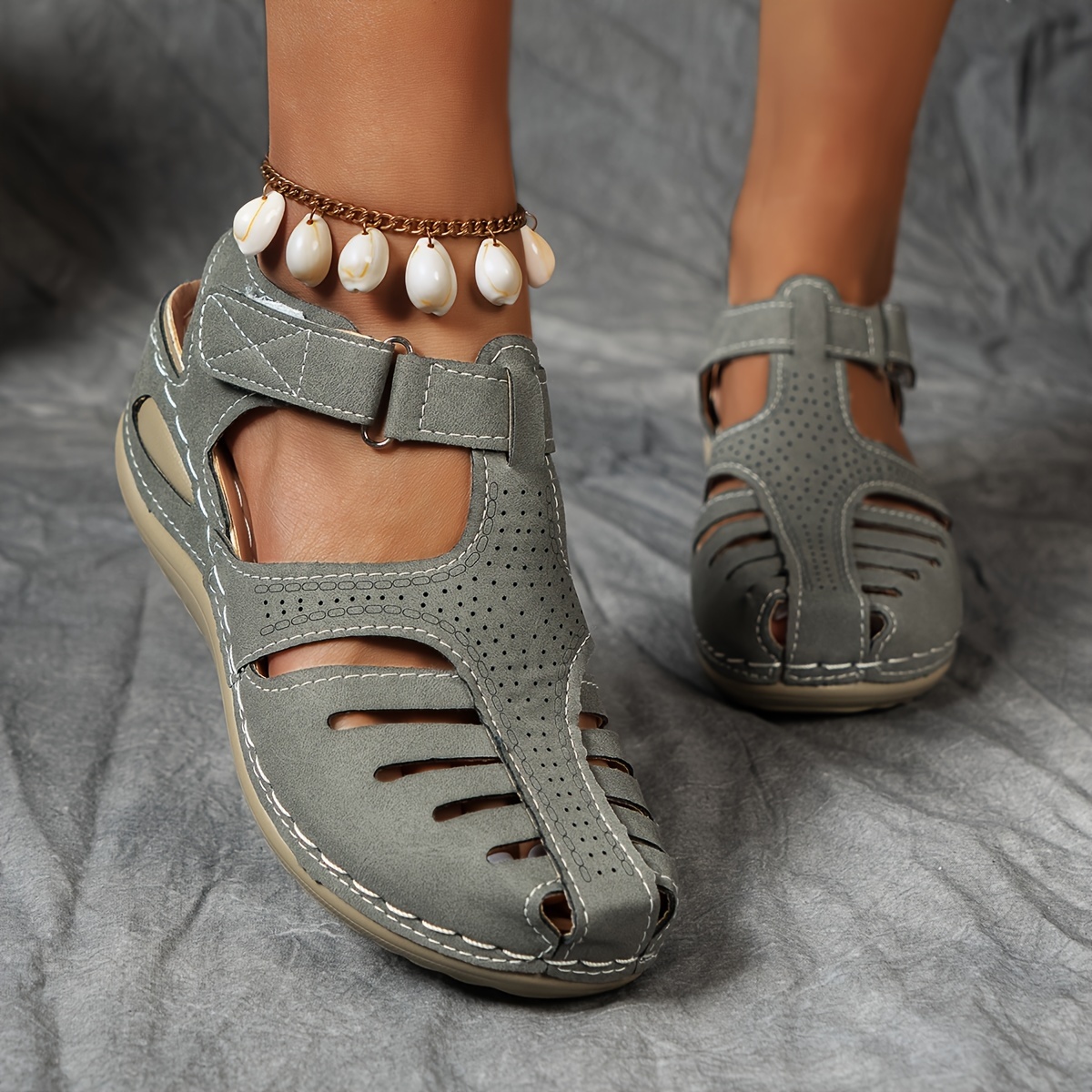 🔥Last Day Promotion 50% OFF - Women's Comfortable Cut-out Wedge Orthopaedic Sandals