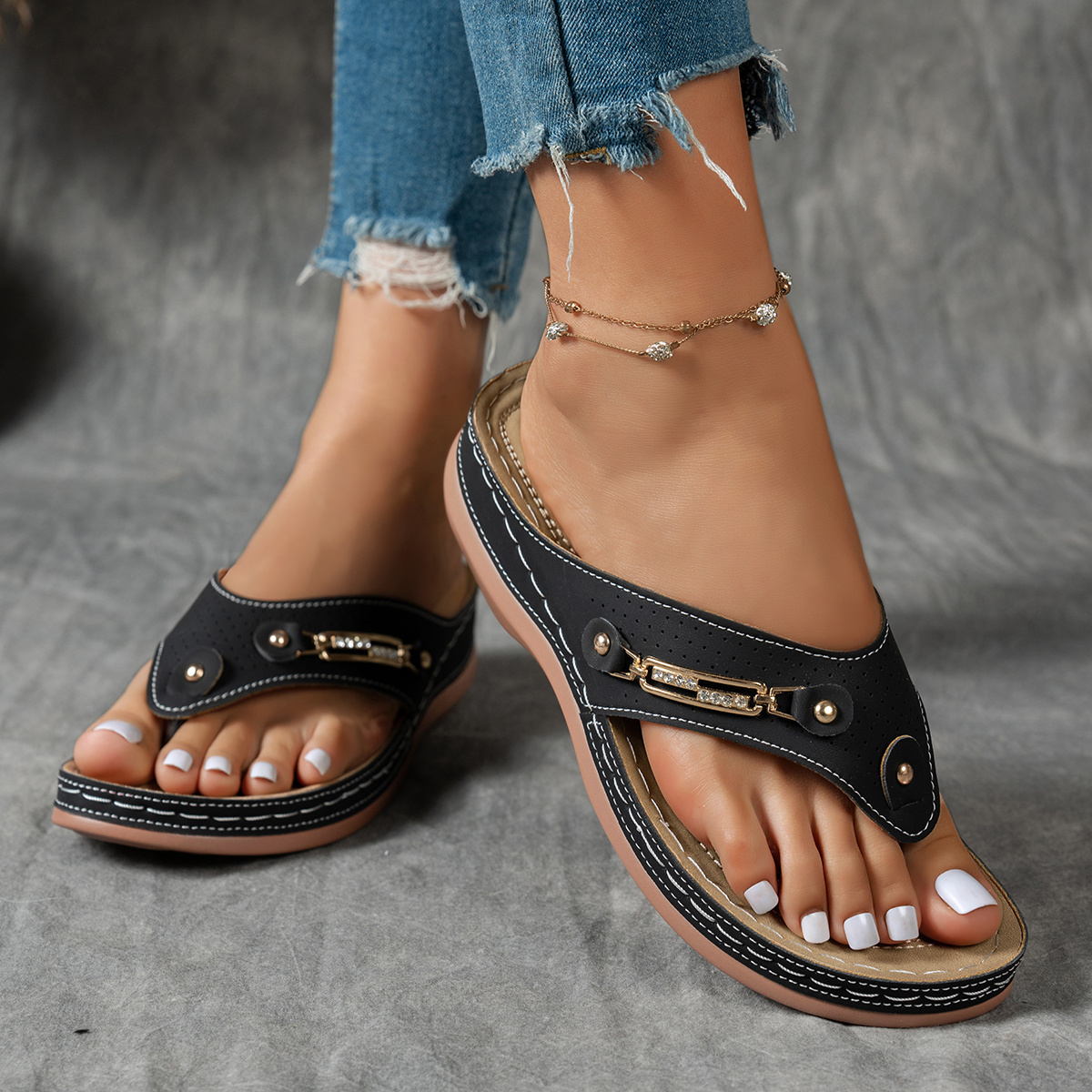🔥Last Day Promotion 50% OFF - Women's Fashion Wedge Sandals - With Arch Support