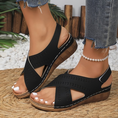 🔥Last Day Promotion 50% OFF - Women's Slope Heel Leather Orthopaedic Sandals