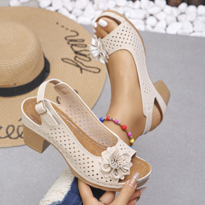 🔥Last Day Promotion 50% OFF - Women's Flower Block Heel Sandals