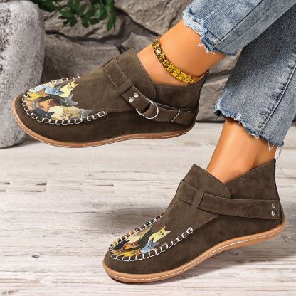 🔥Last Day 50% OFF - Women's Casual Slip-On Kitten-Print Orthopaedic Loafers - Wide Fit, Cushioned Sole Pain Relief