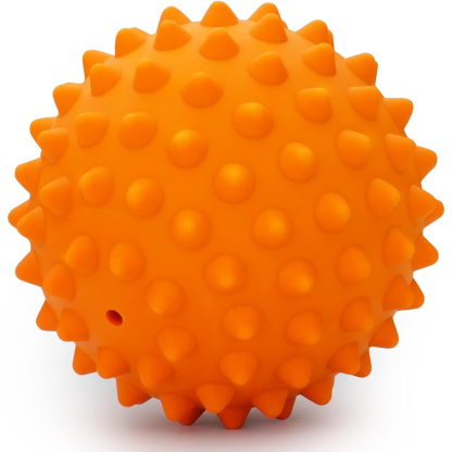 Apasiri Peanut Flavor Dog Ball, Indestructible Dog Toy for Aggressive Chewers, Large Breed, Squeaky, Rubber, Orange