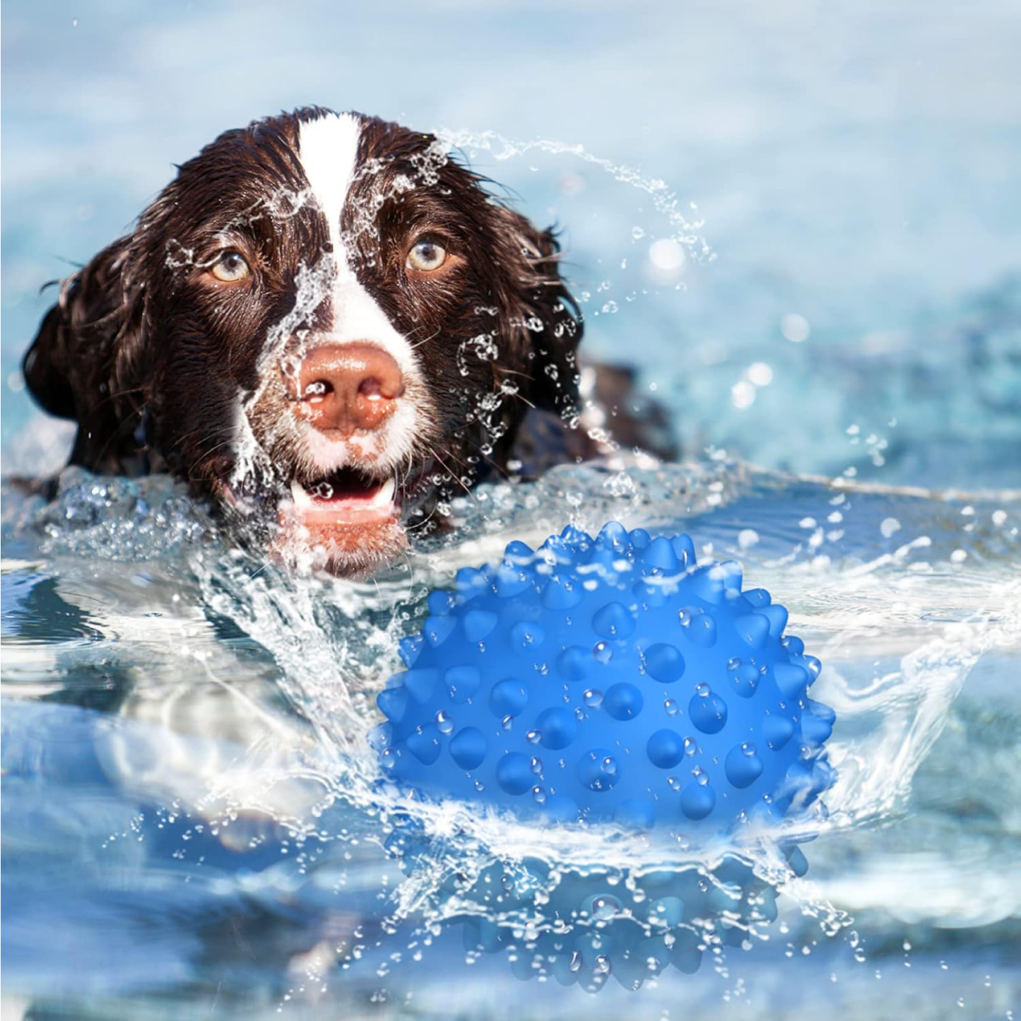 Apasiri Squeaky Ball Dog Toys for Large Dogs, Dog Toy, Indestructible Dog Balls for Aggressive Chewers, Outdoor Dog Toys, Balls for Dogs Aggressive Chewers, Bacon Flavor Floatable Ball Blue