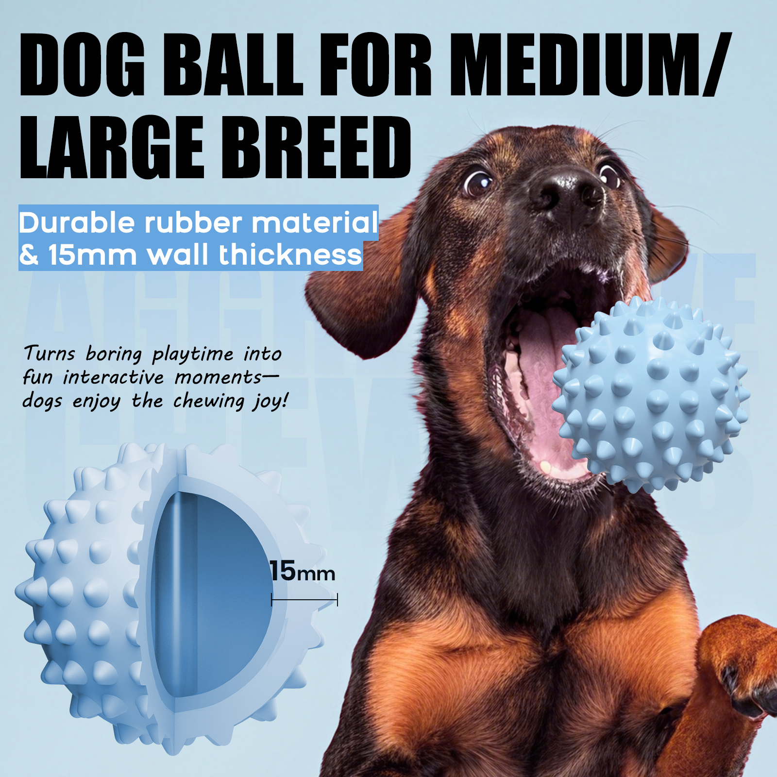 Apasiri Tough Dog Chew Toys for Aggressive Chewers - Squeaky Balls with Bacon Flavor Indestructible Ballsfor Dogs