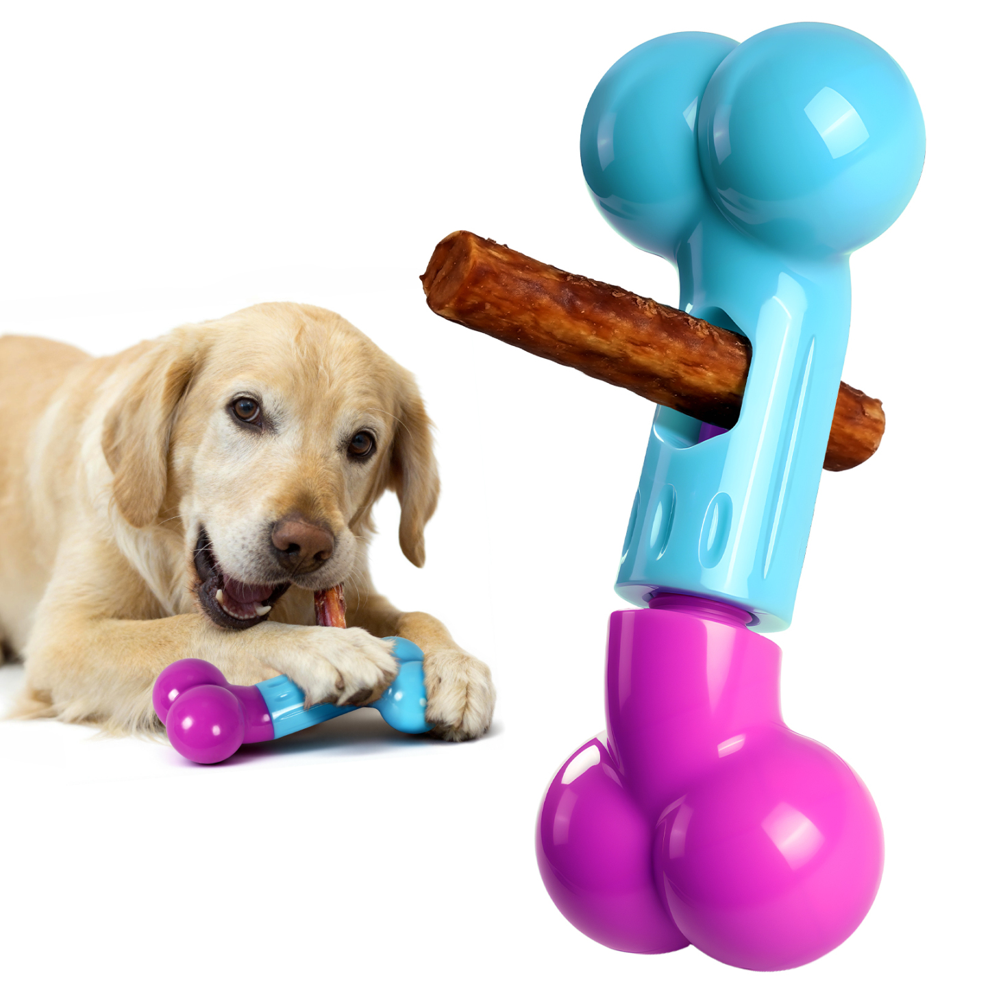 Apasiri Bully Stick Holder for Aggressive Chewers : Pink