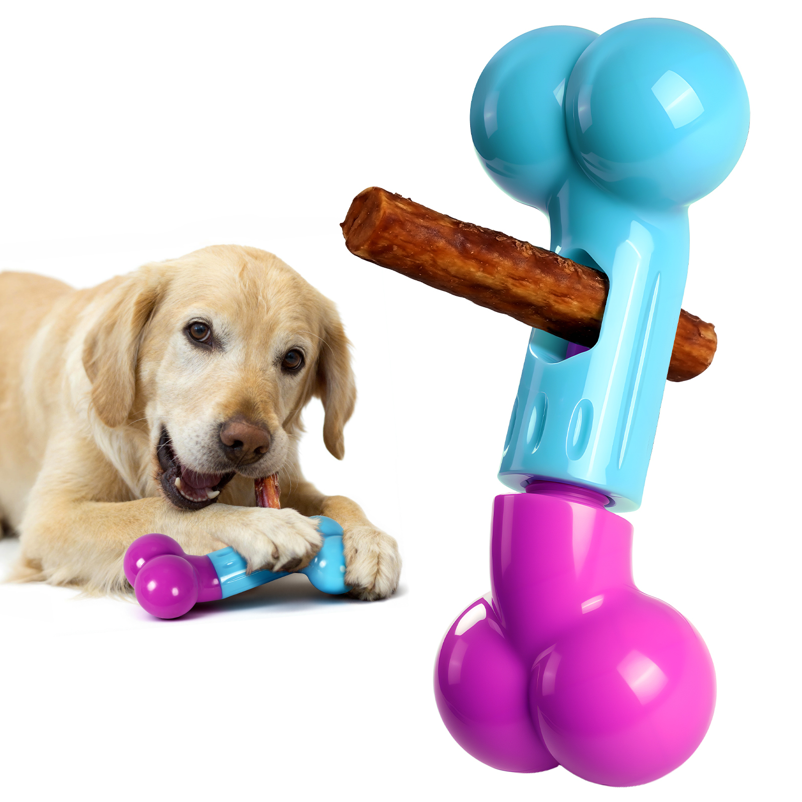 Apasiri Bully Stick Holder for Aggressive Chewers : Pink