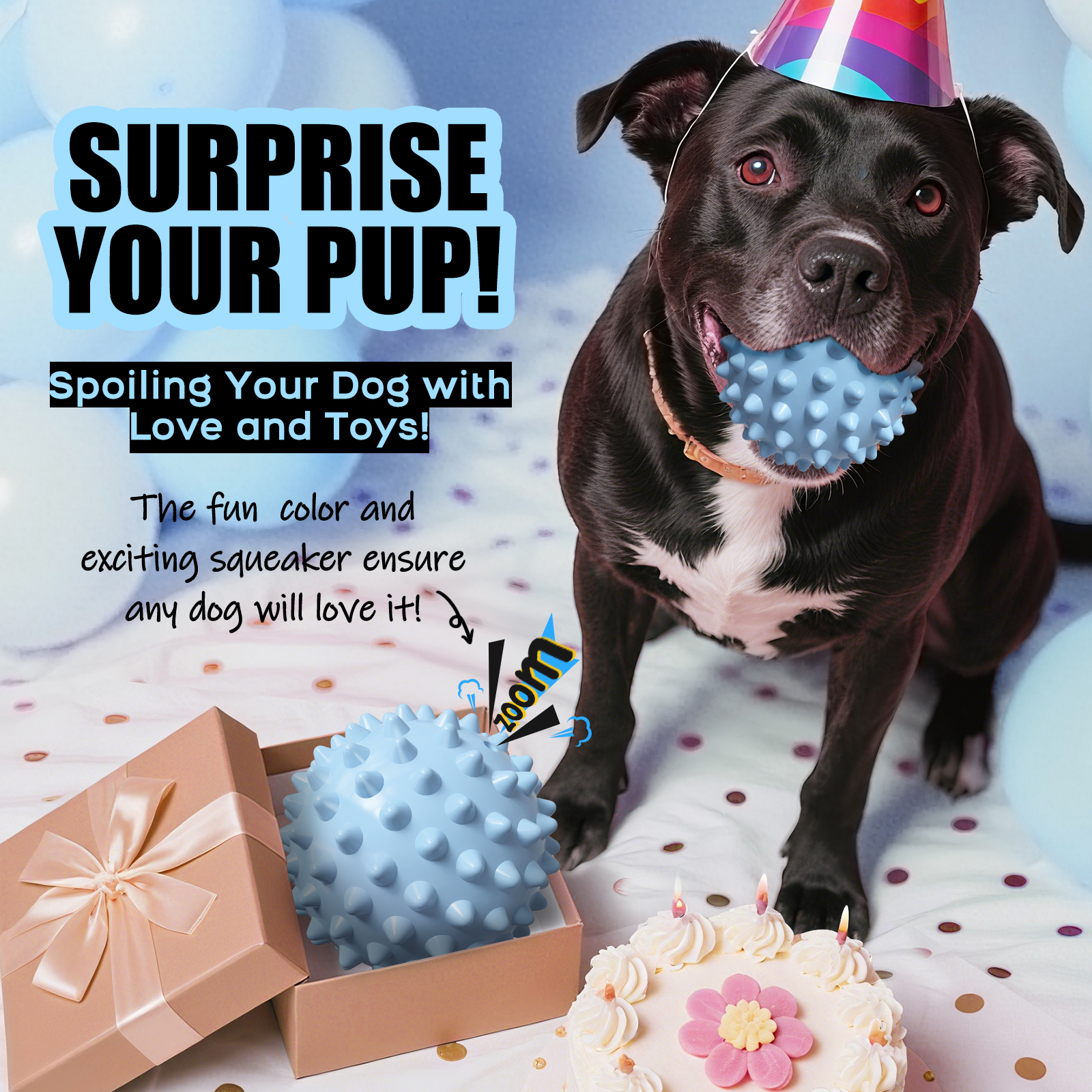 Apasiri Tough Dog Chew Toys for Aggressive Chewers - Squeaky Balls with Bacon Flavor Indestructible Ballsfor Dogs