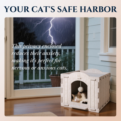 Apasiri 2-Story Cat House for Indoor Cats  Single-Flat Roof