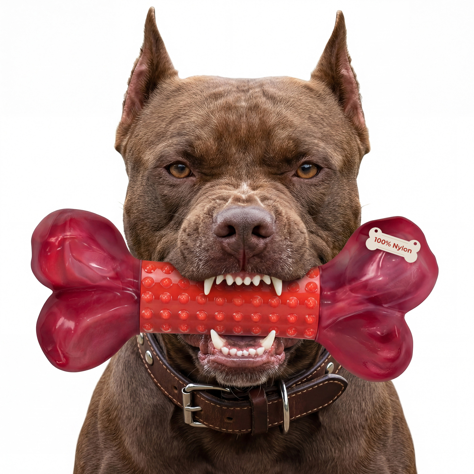 Tough Dog Toys for Medium Large Dogs – 100% Nylon Chew Toys for Aggressive Chewers, Strong & Long Lasting Dog Teething Toy, Beef Flavour