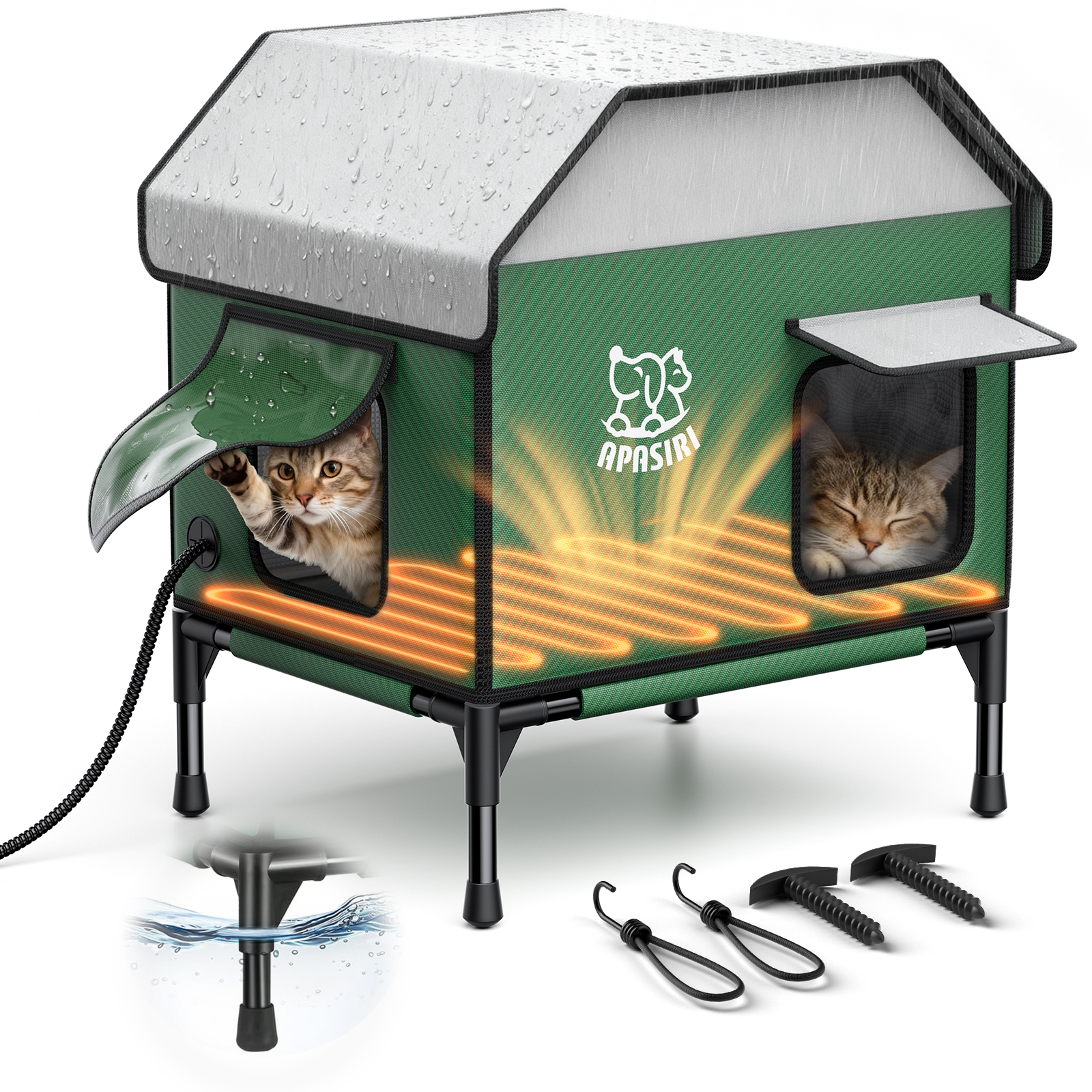 Apasiri Heated Outdoor Cat House for Winter
