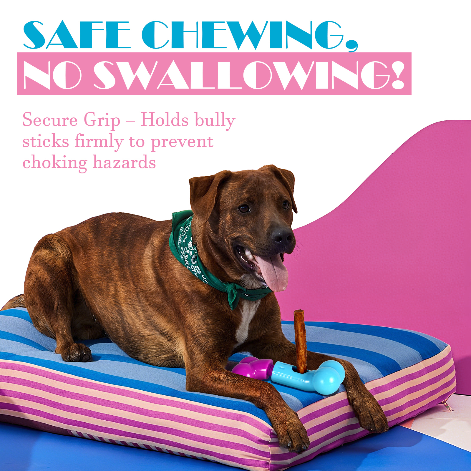 Apasiri Bully Stick Holder for Aggressive Chewers : Pink