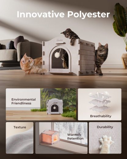 ChienBox：Felt Cat House Indoor: Sturdy & Scratch-Resistant, Puzzle-Style Large Cat Shelter for Indoor Cats