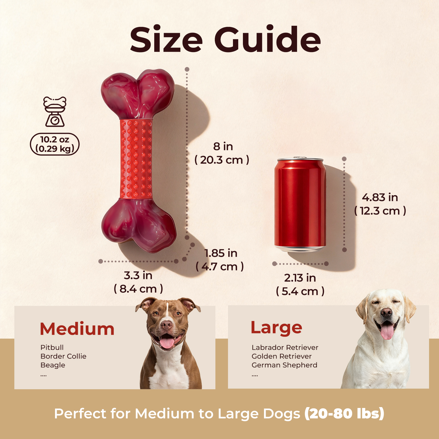 Tough Dog Toys for Medium Large Dogs – 100% Nylon Chew Toys for Aggressive Chewers, Strong & Long Lasting Dog Teething Toy, Beef Flavour