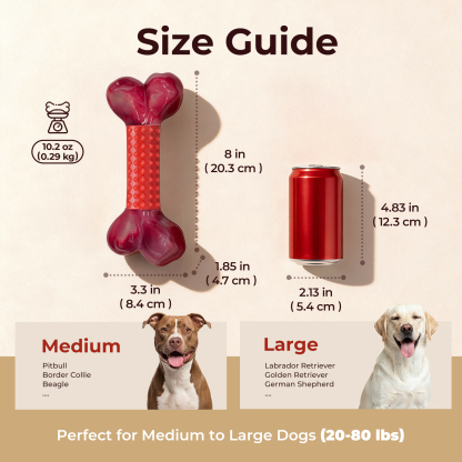 Tough Dog Toys for Medium Large Dogs – 100% Nylon Chew Toys for Aggressive Chewers, Strong & Long Lasting Dog Teething Toy, Beef Flavour