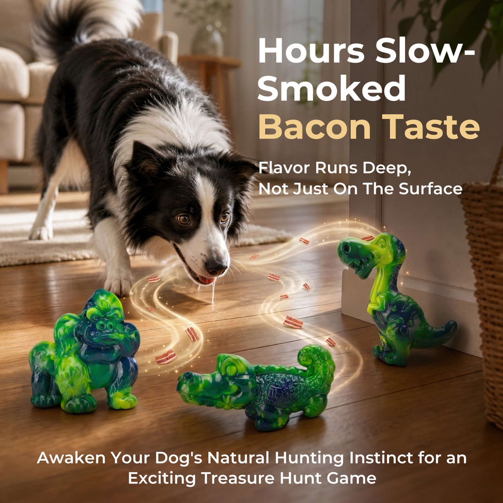 3-Pack Tough Dog Chew Toys for Aggressive Chewers, 25-80 lbs, Green