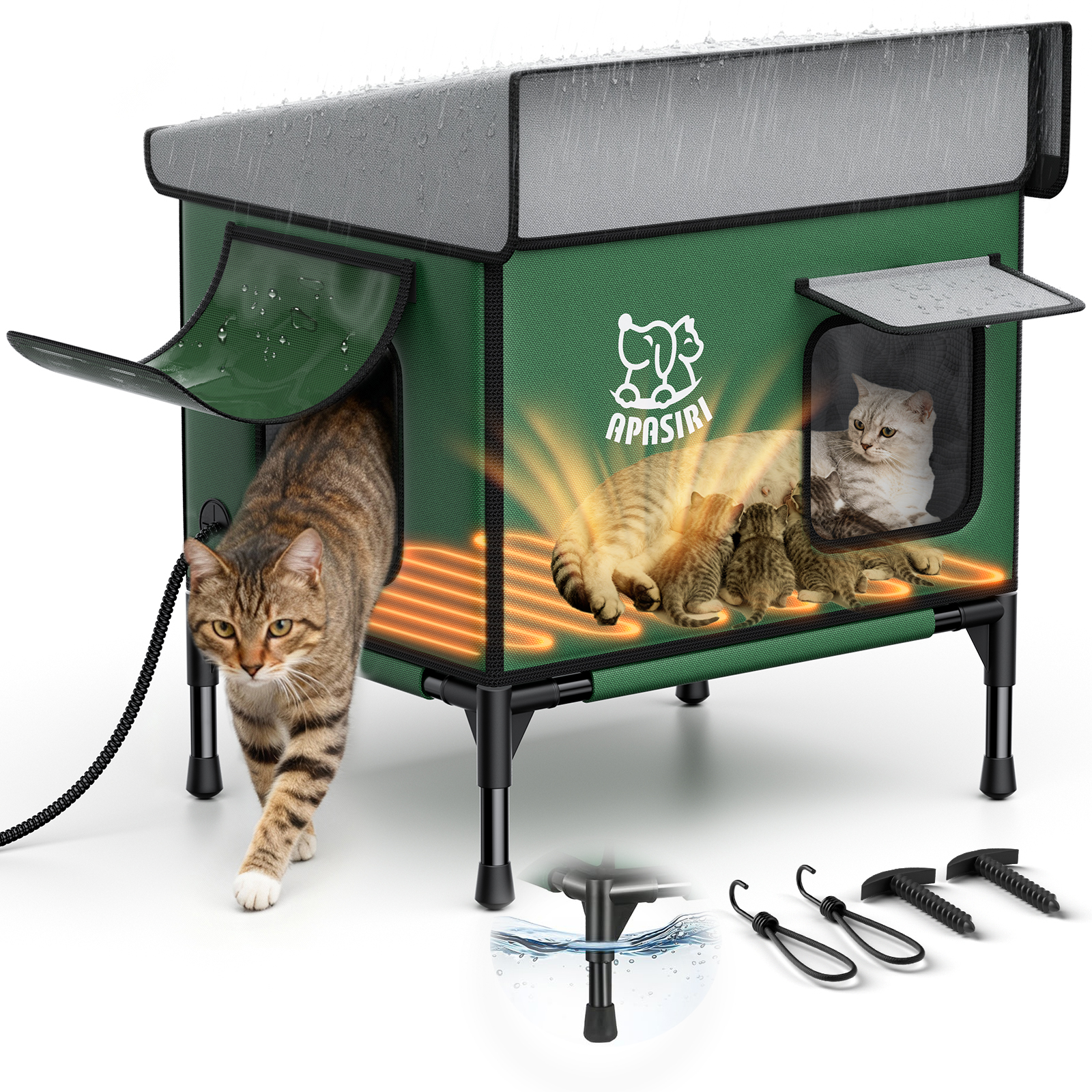 Apasiri Heated Cat House for Outdoor
