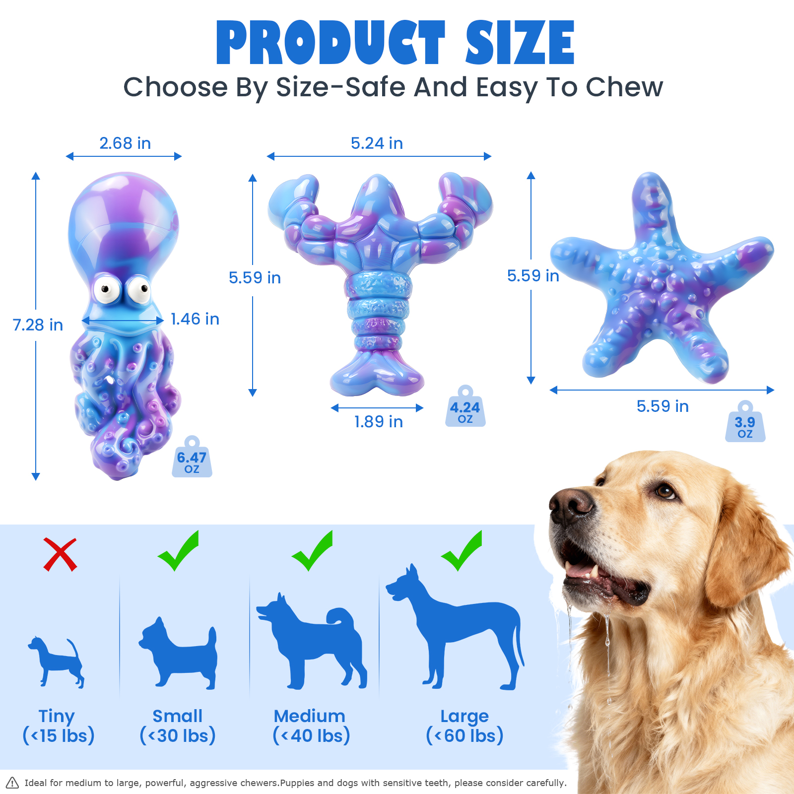 Dog Toys for Aggressive Chewers: 3 Pack Indestructible Dog Toys for Large Dogs