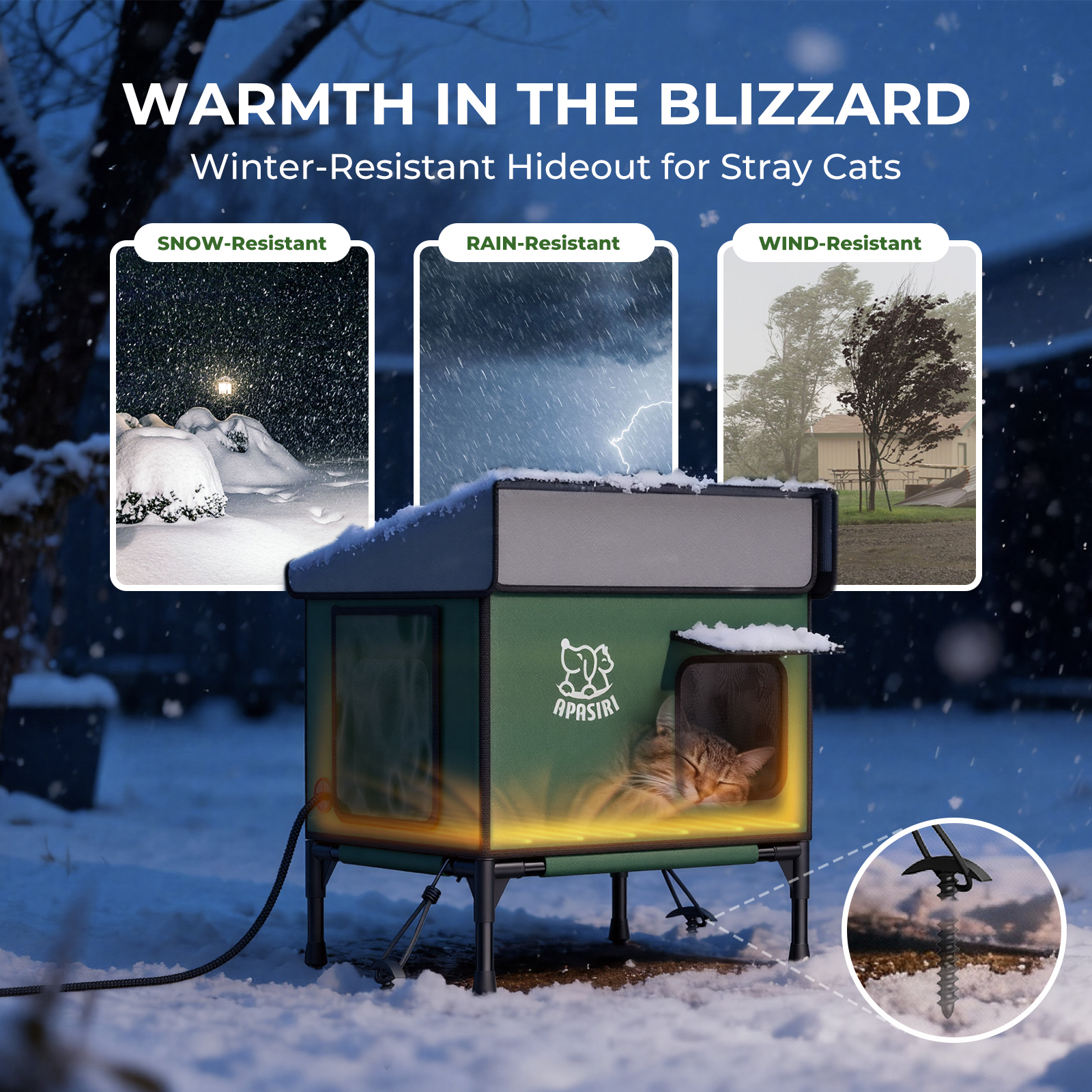 Apasiri Heated Cat House for Outdoor