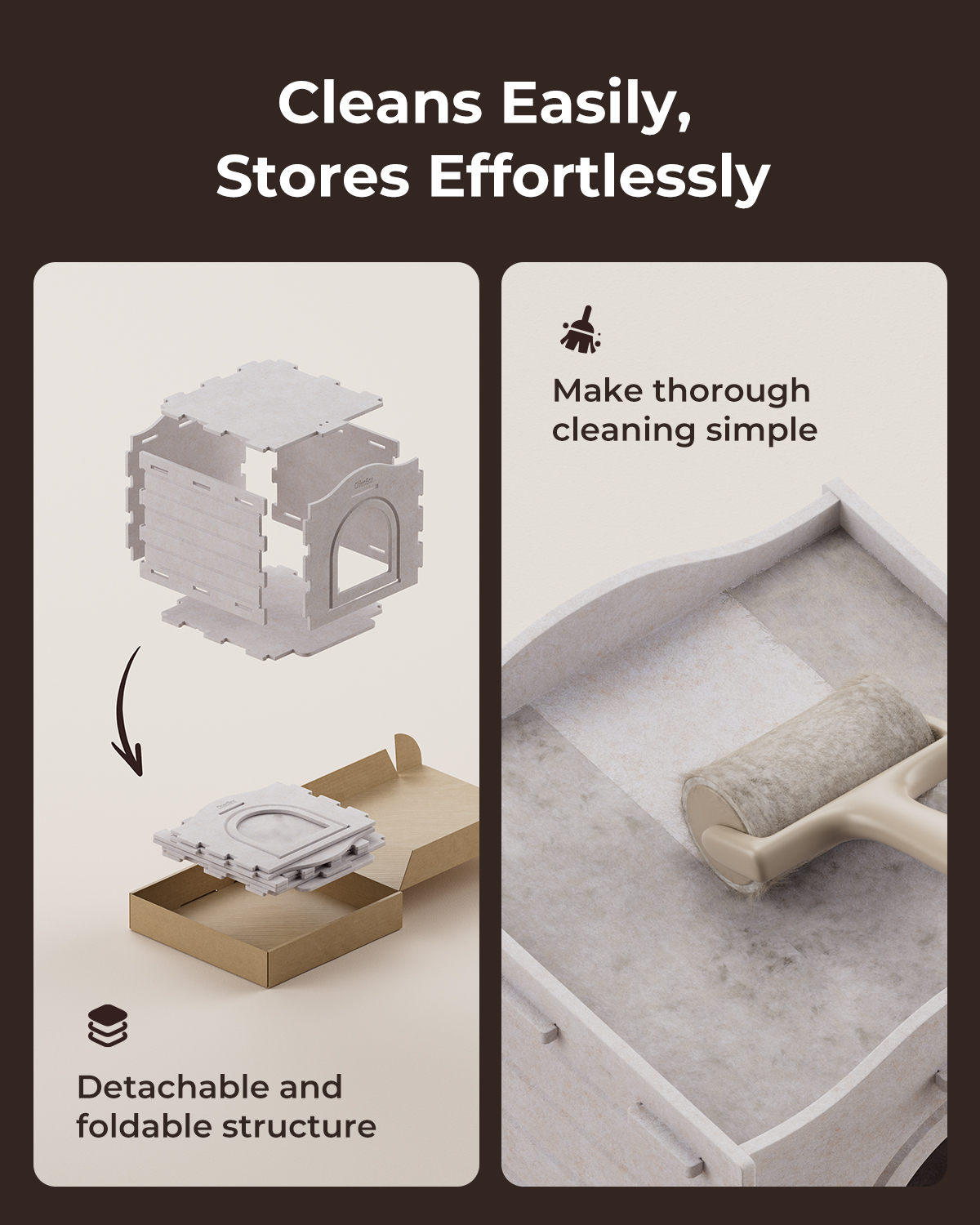 ChienBox：Felt Cat House Indoor: Sturdy & Scratch-Resistant, Puzzle-Style Large Cat Shelter for Indoor Cats