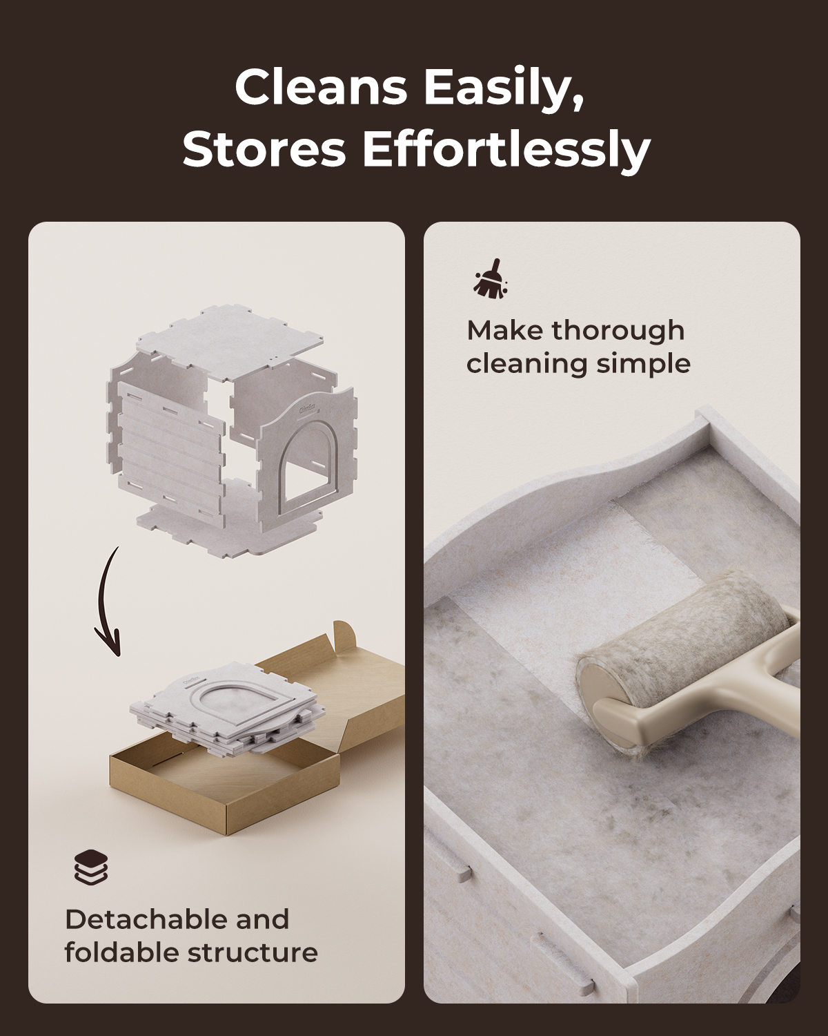 ChienBox：Felt Cat House Indoor: Sturdy & Scratch-Resistant, Puzzle-Style Large Cat Shelter for Indoor Cats