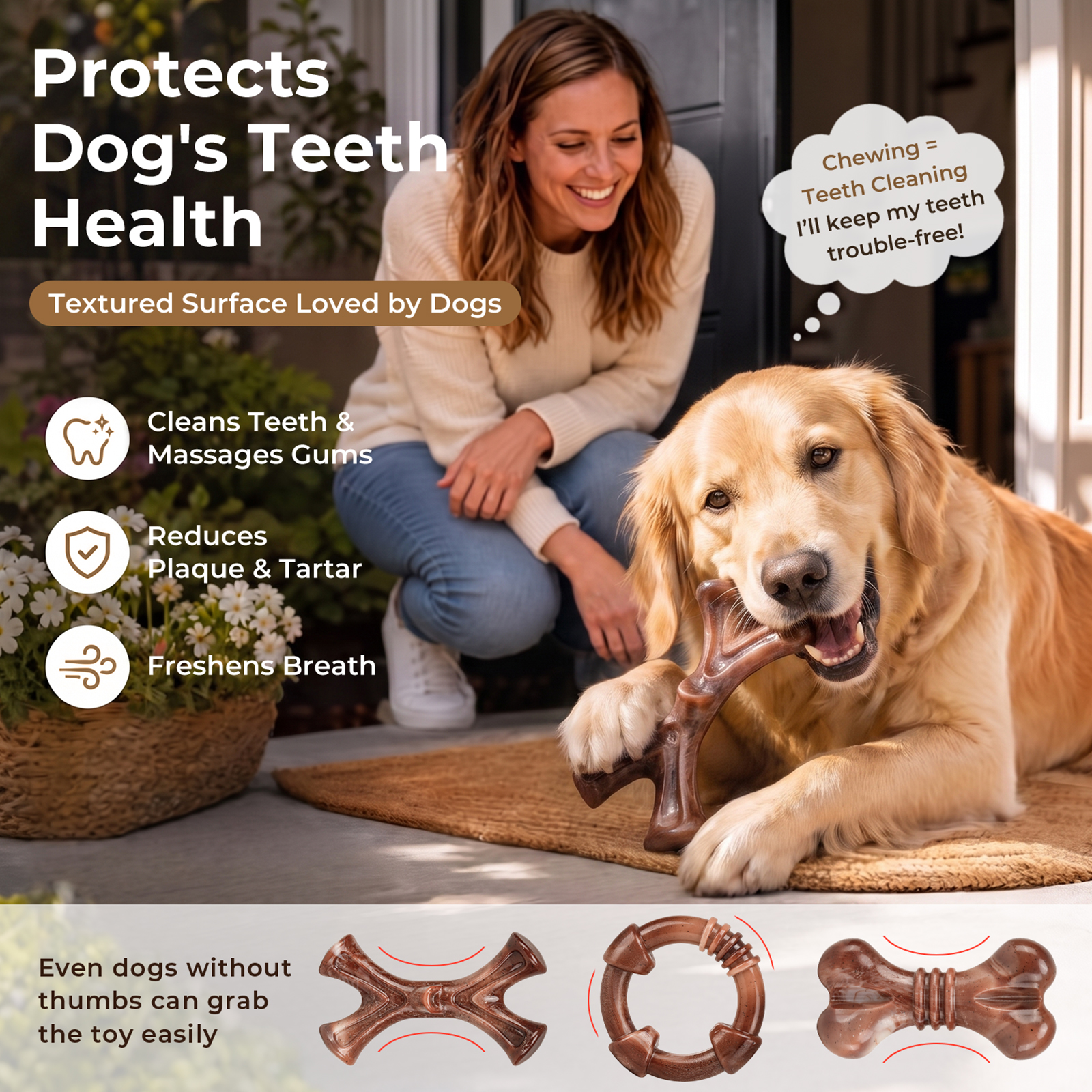 3-Pack Tough Dog Chew Toys for Aggressive Chewers 25-75lbs | Bacon Flavored Ultra-Hard Solid Nylon Dog Bones for Medium & Large Breeds, Keeps Them Busy, Dental Textured, Eases Boredom, L