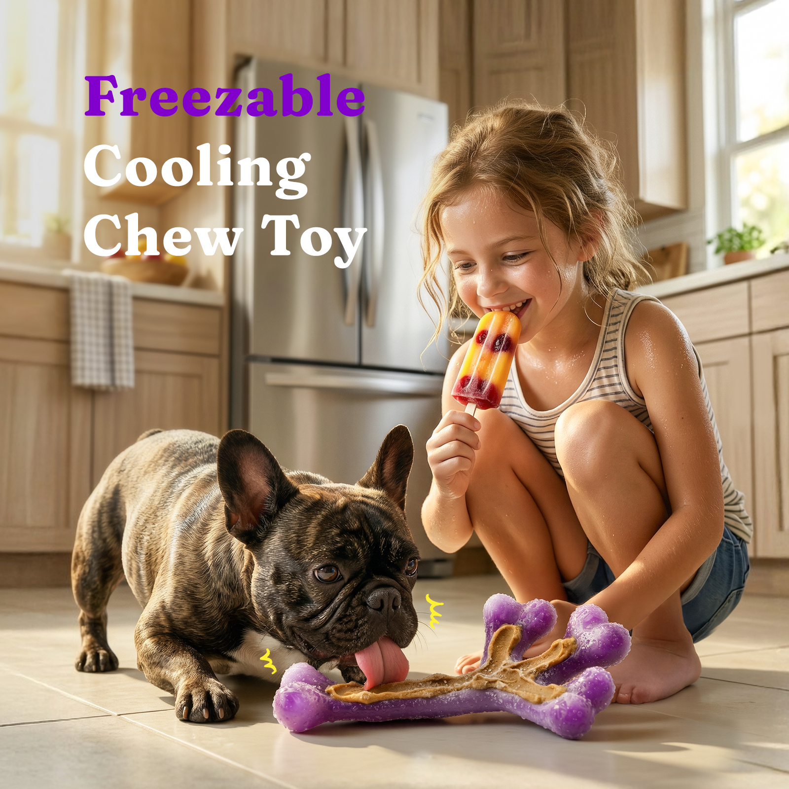 Frienhund 2 Pack Indestructible Dog Chew Toys for Aggressive Chewers, XL Textured Cactus & Beef Nylon Bones, Treat Dispensing for Peanut Butter Yogurt, for Large Dogs 20-90 lbs