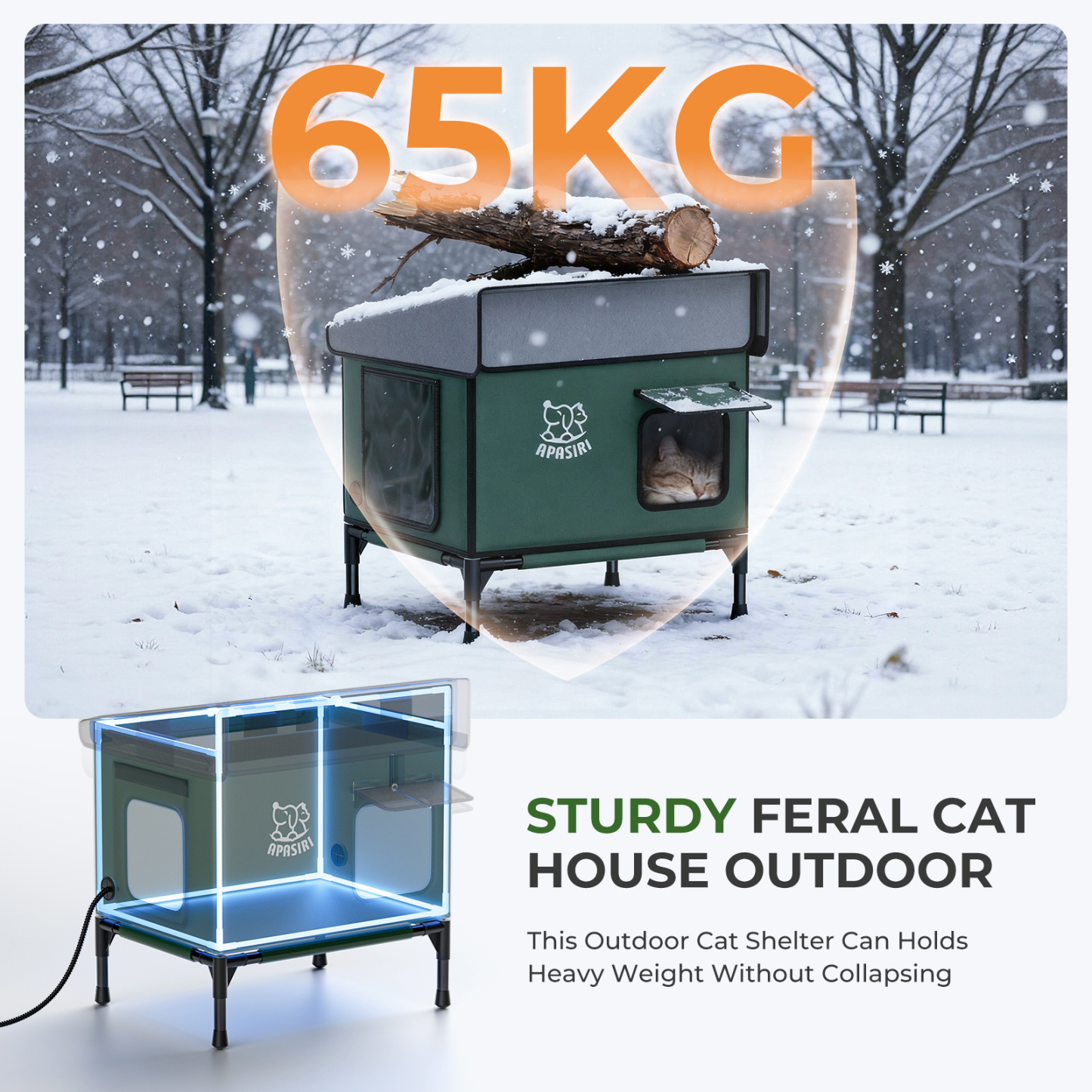 Apasiri Heated Cat House for Outdoor