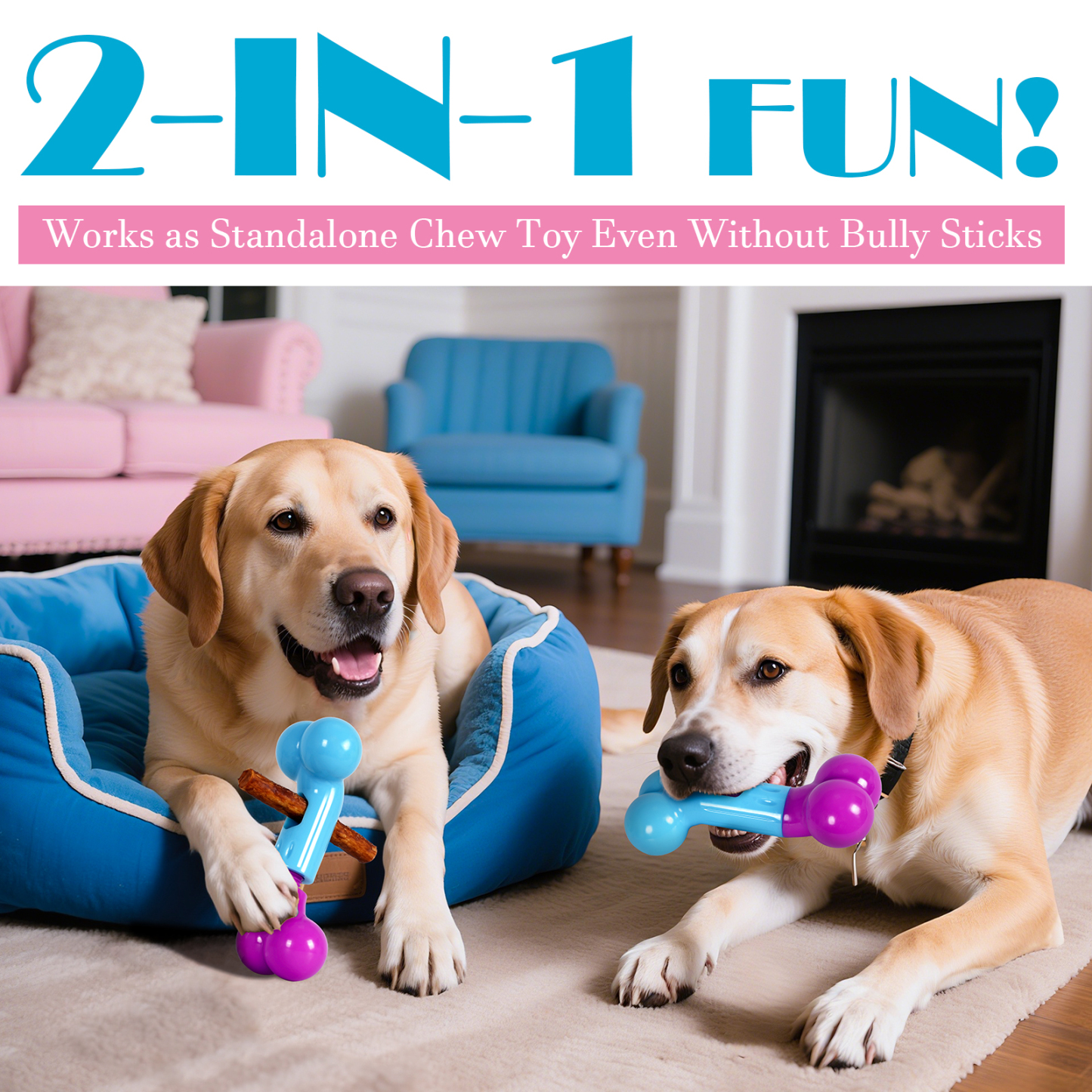 Apasiri Bully Stick Holder for Aggressive Chewers : Pink