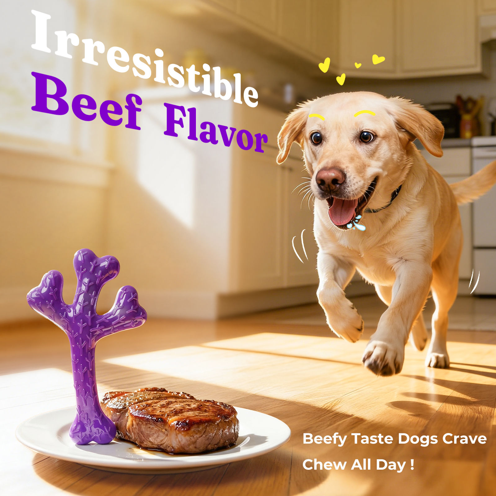 Frienhund 2 Pack Indestructible Dog Chew Toys for Aggressive Chewers, XL Textured Cactus & Beef Nylon Bones, Treat Dispensing for Peanut Butter Yogurt, for Large Dogs 20-90 lbs