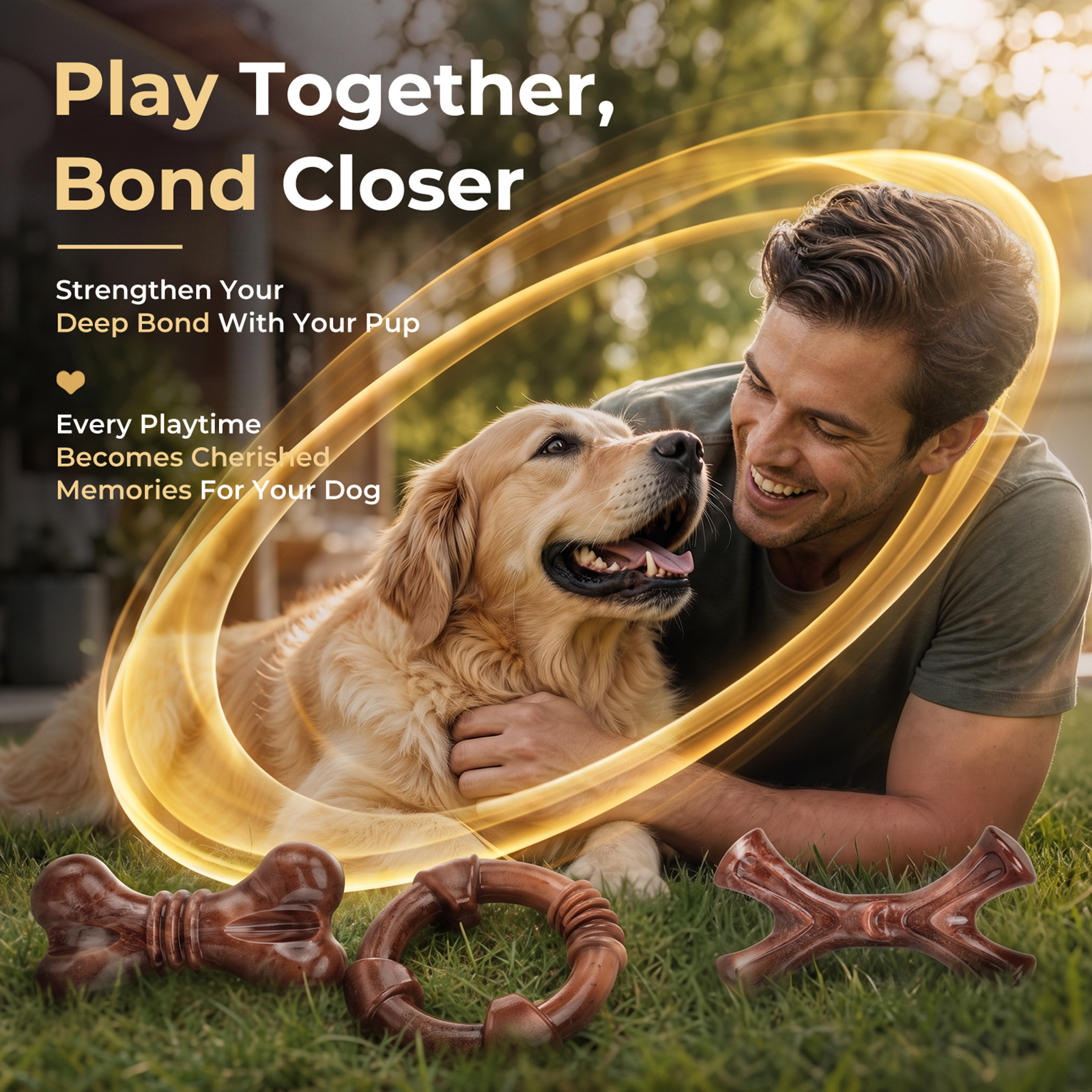 3-Pack Tough Dog Chew Toys for Aggressive Chewers 25-75lbs | Bacon Flavored Ultra-Hard Solid Nylon Dog Bones for Medium & Large Breeds, Keeps Them Busy, Dental Textured, Eases Boredom, L