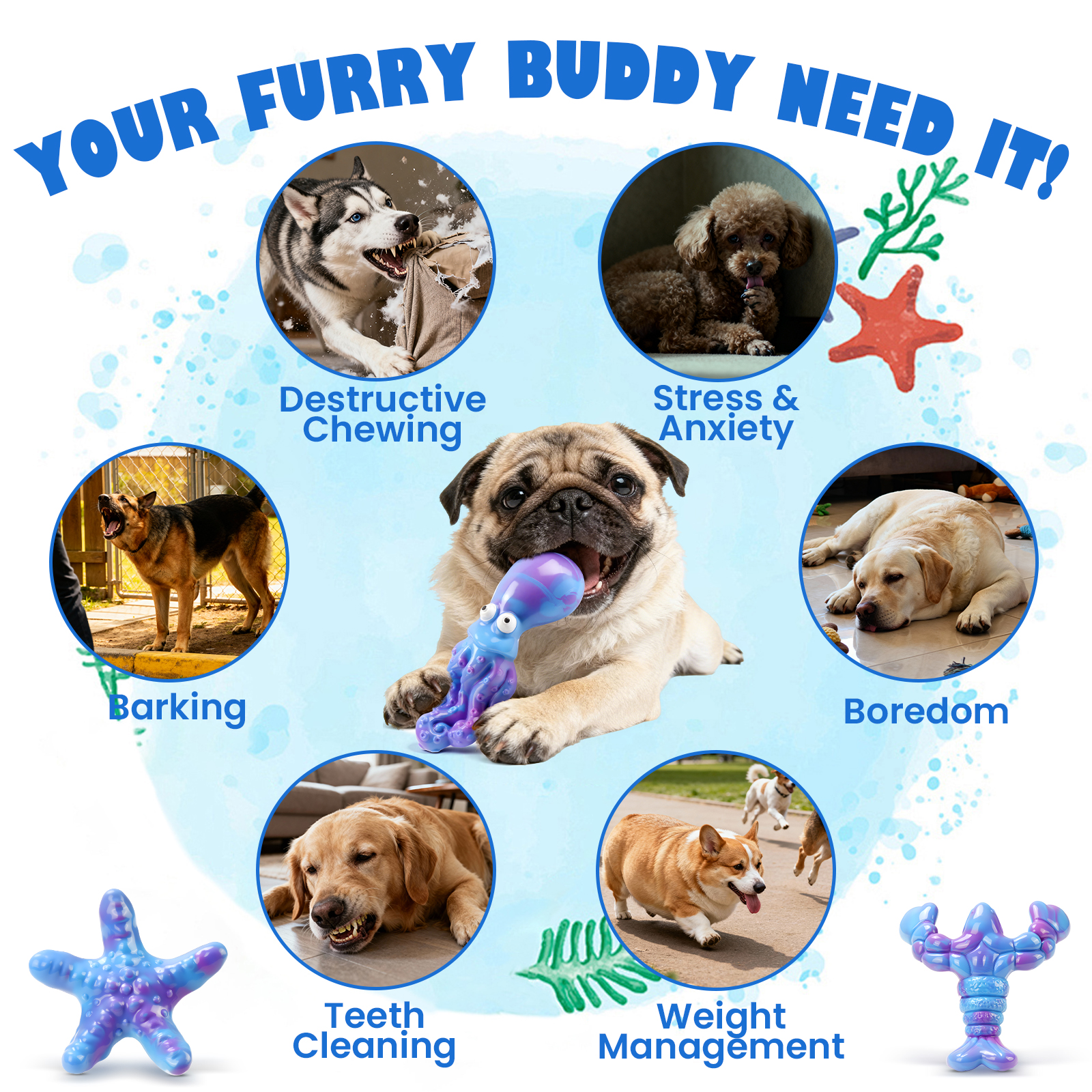 Dog Toys for Aggressive Chewers: 3 Pack Indestructible Dog Toys for Large Dogs