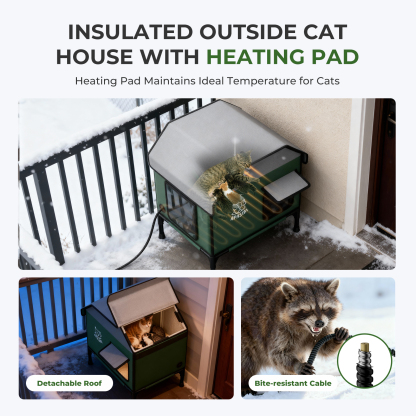 Apasiri Heated Outdoor Cat House for Winter