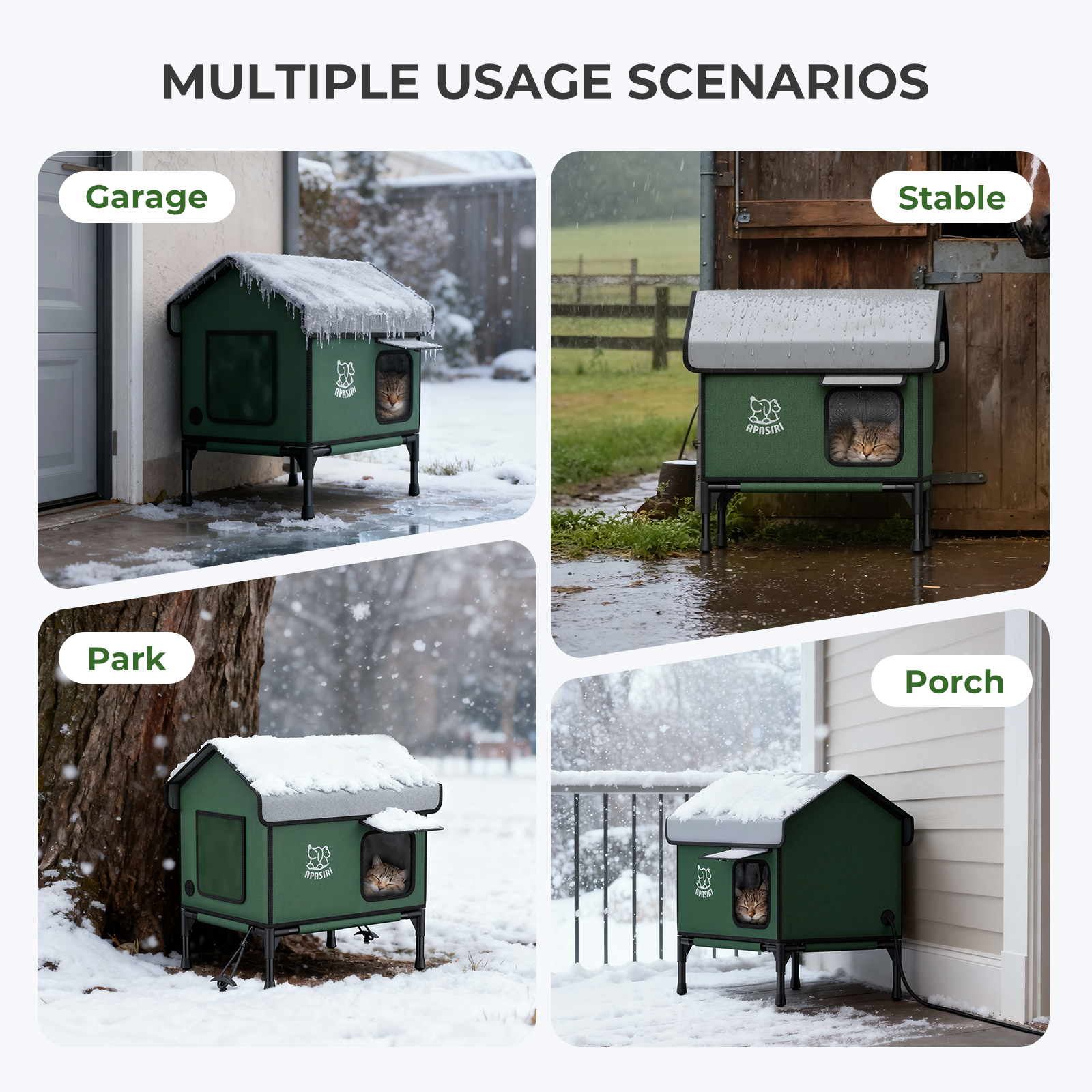 Apasiri Heated Outdoor Cat House for Winter : Medium