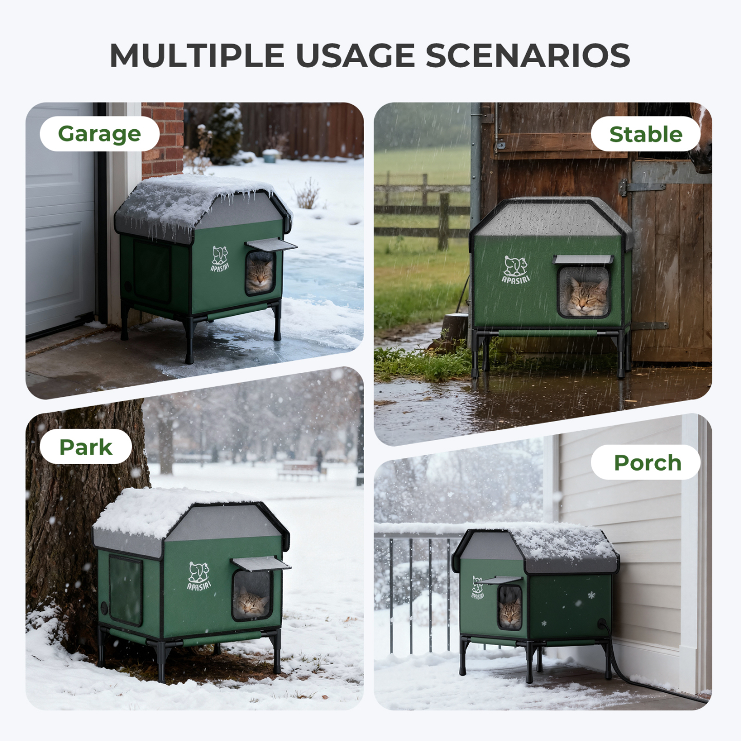 Apasiri Heated Outdoor Cat House for Winter