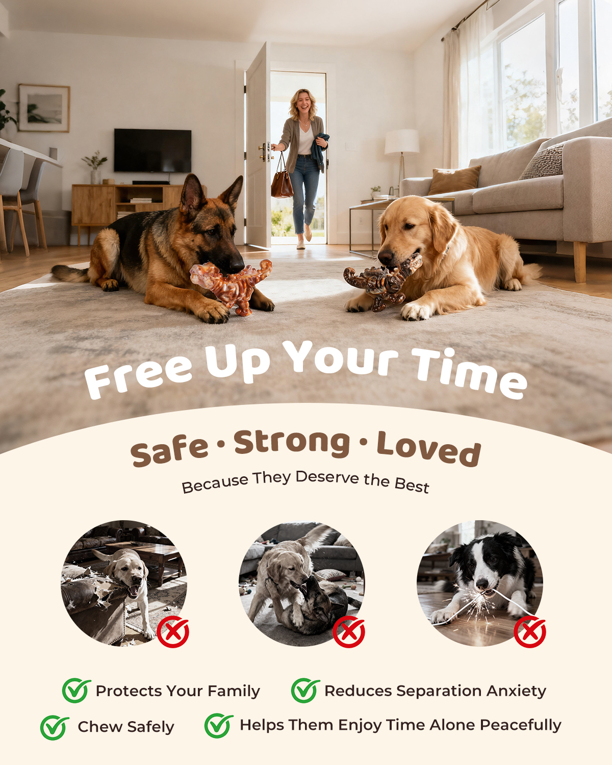 Dog Toys for Aggressive Chewers: 2 Pack Indestructible Dog Toy for Large Medium Dogs