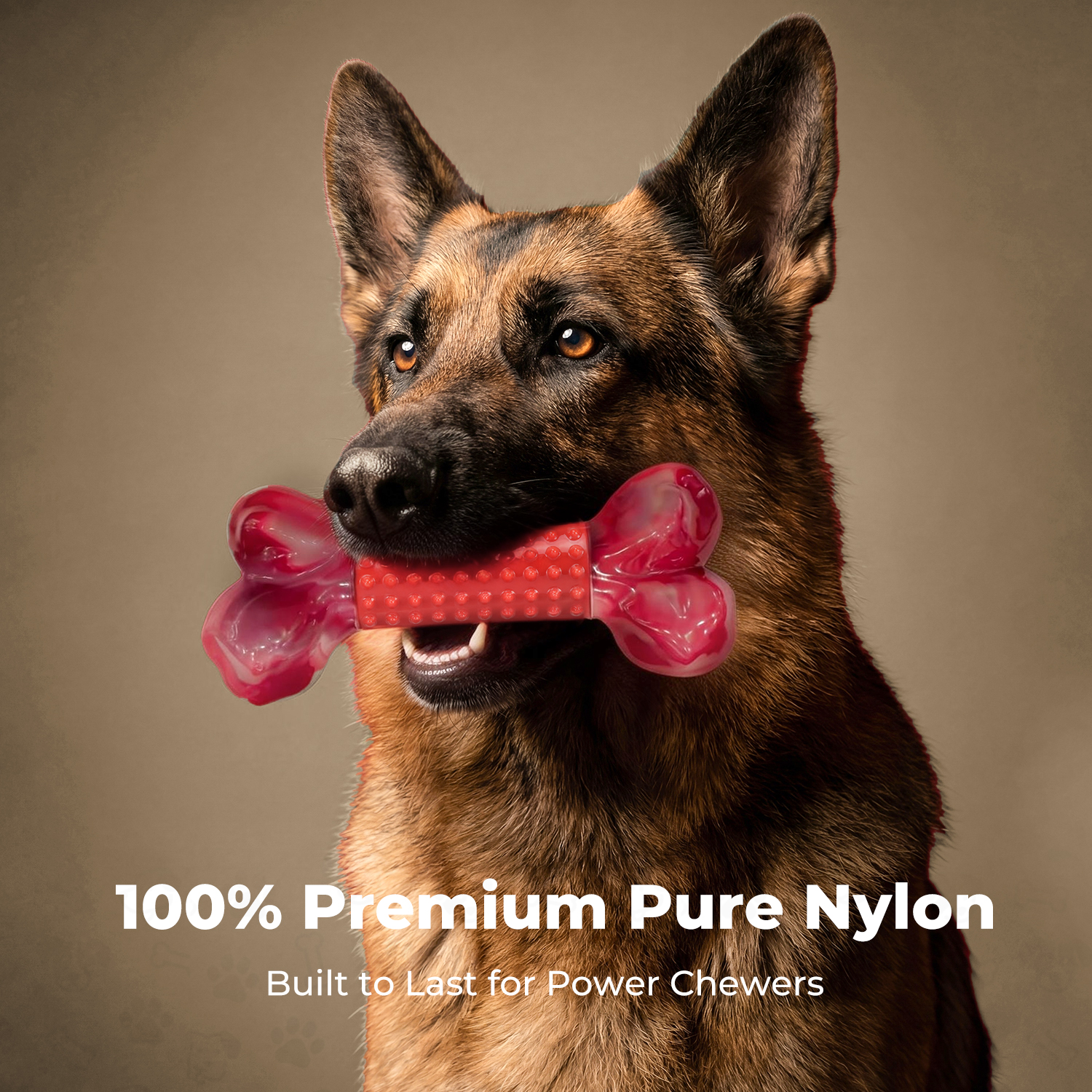 Tough Dog Toys for Medium Large Dogs – 100% Nylon Chew Toys for Aggressive Chewers, Strong & Long Lasting Dog Teething Toy, Beef Flavour