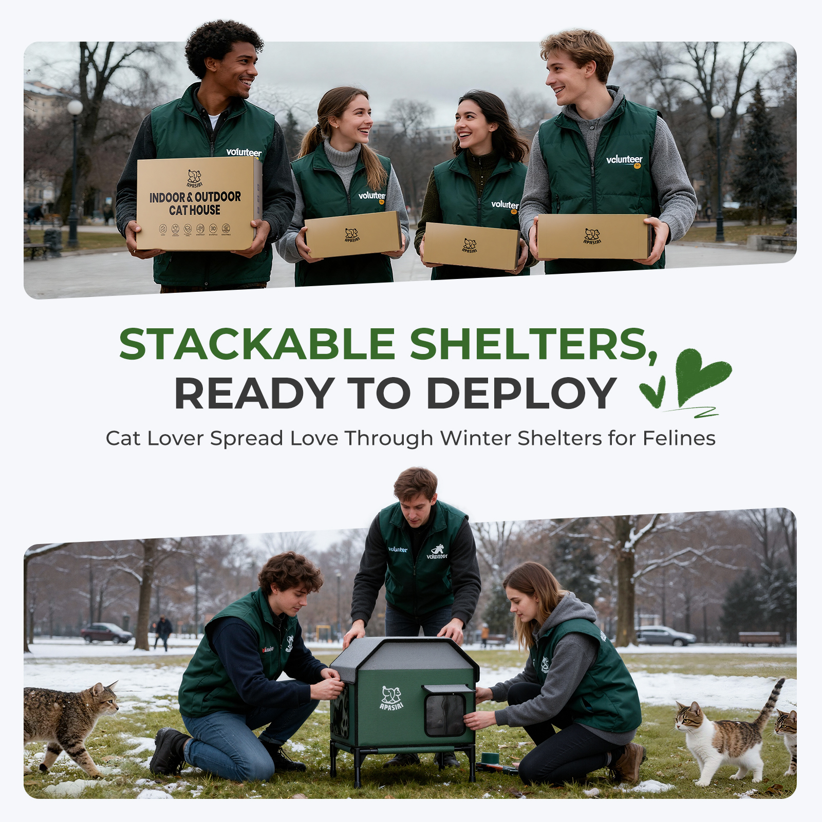 Apasiri Heated Outdoor Cat House for Winter