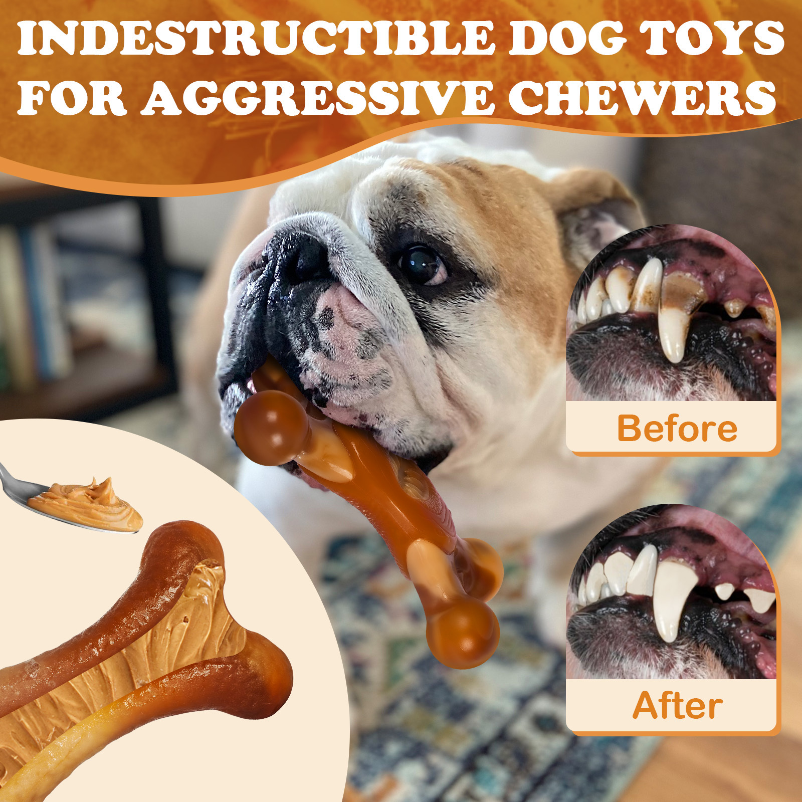 Apasiri Dog Toys for Aggressive Chewers，3 Pack-Apasiri