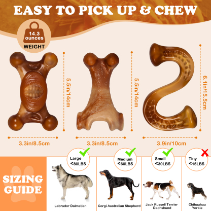 Apasiri Dog Toys for Aggressive Chewers，3 Pack-Apasiri