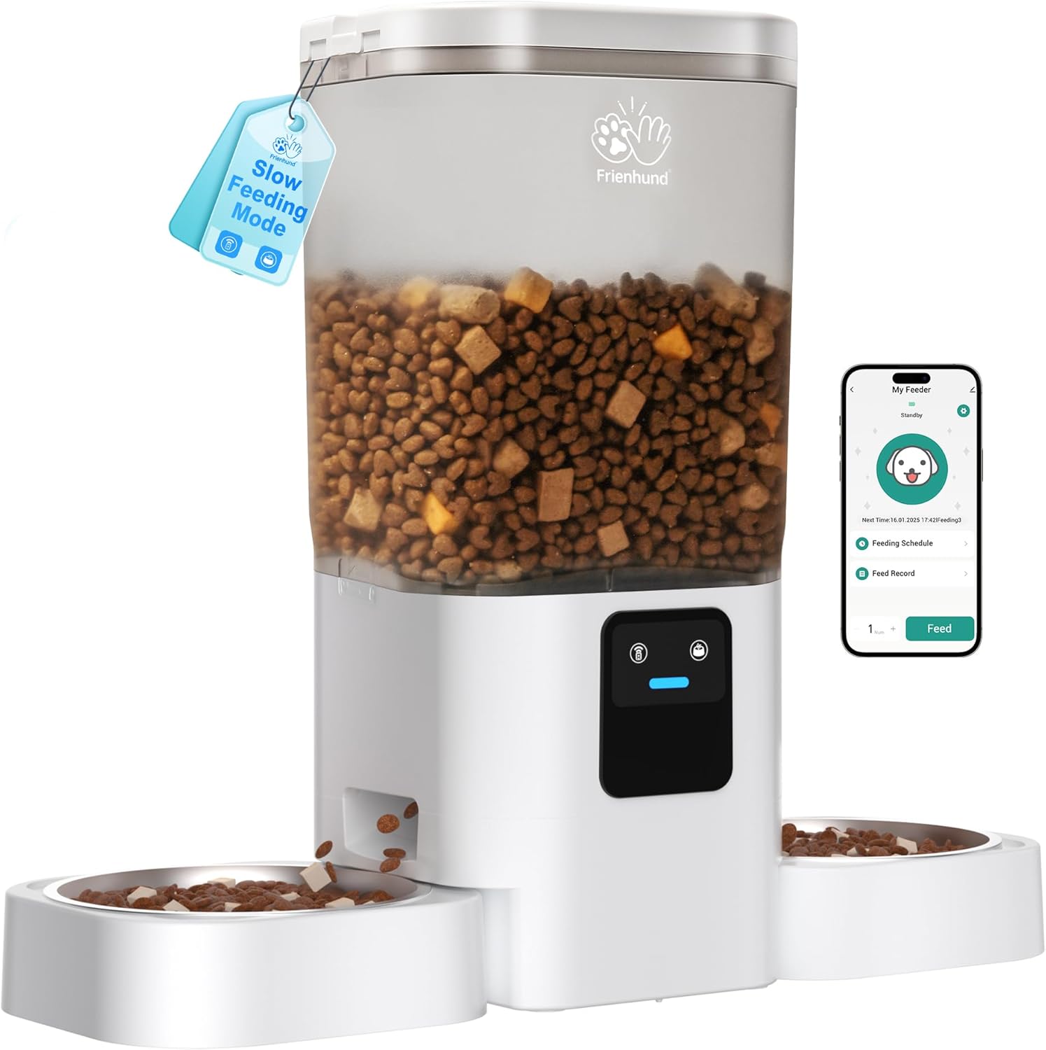 Automatic Cat Feeders 2 cat with Slow Feed: Automatic Dog Feeder with 5G WiFi