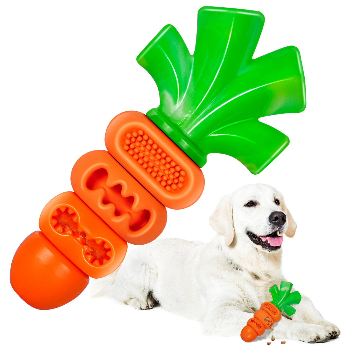 Frienhund by Apasiri Carrot-Shaped Dog Toy for Large Medium Breed 20-70lbs