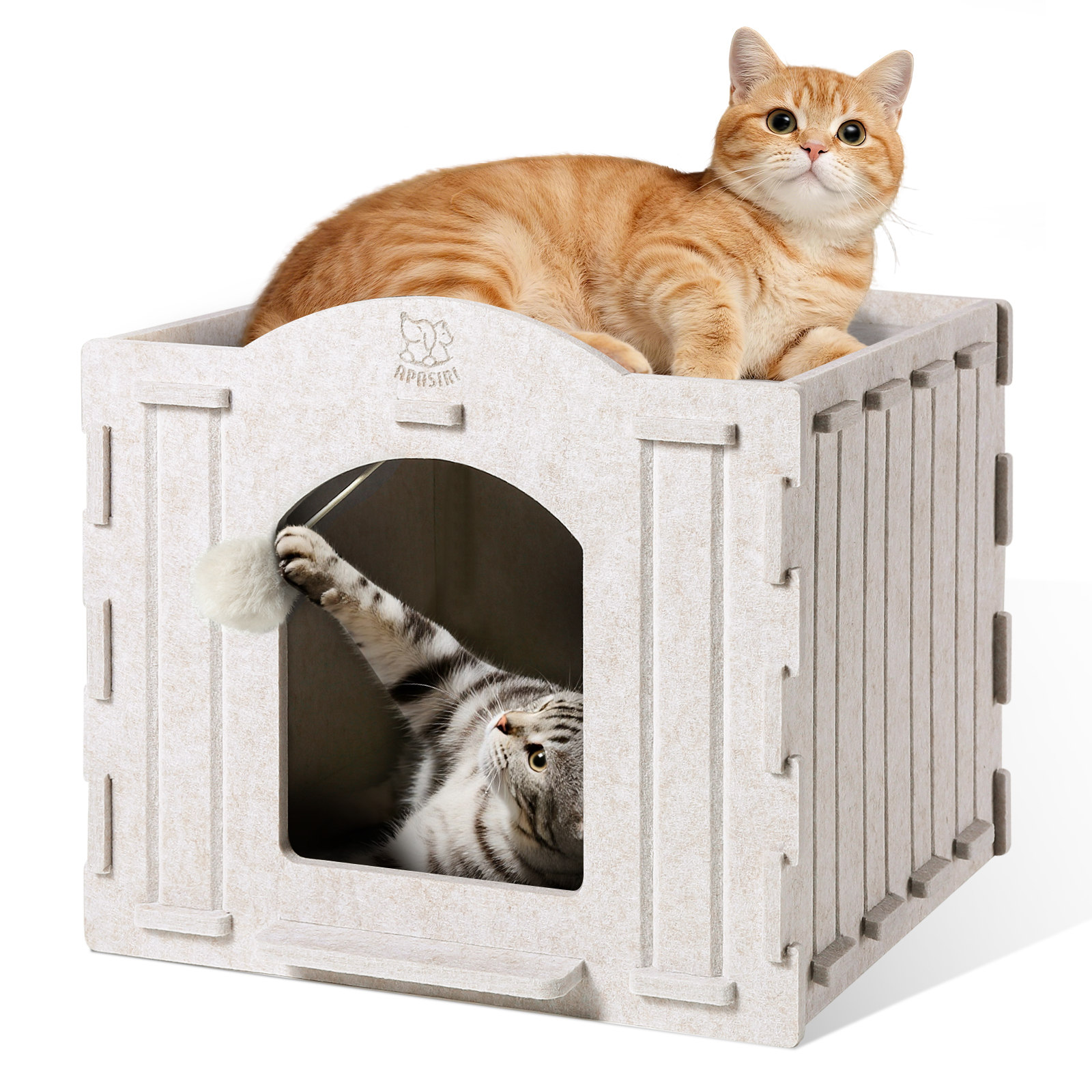 Apasiri 2-Story Cat House for Indoor Cats  Single-Flat Roof