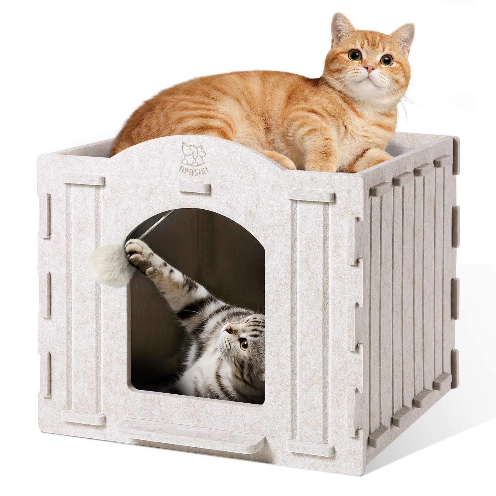 Apasiri 2-Story Cat House for Indoor Cats  Single-Flat Roof