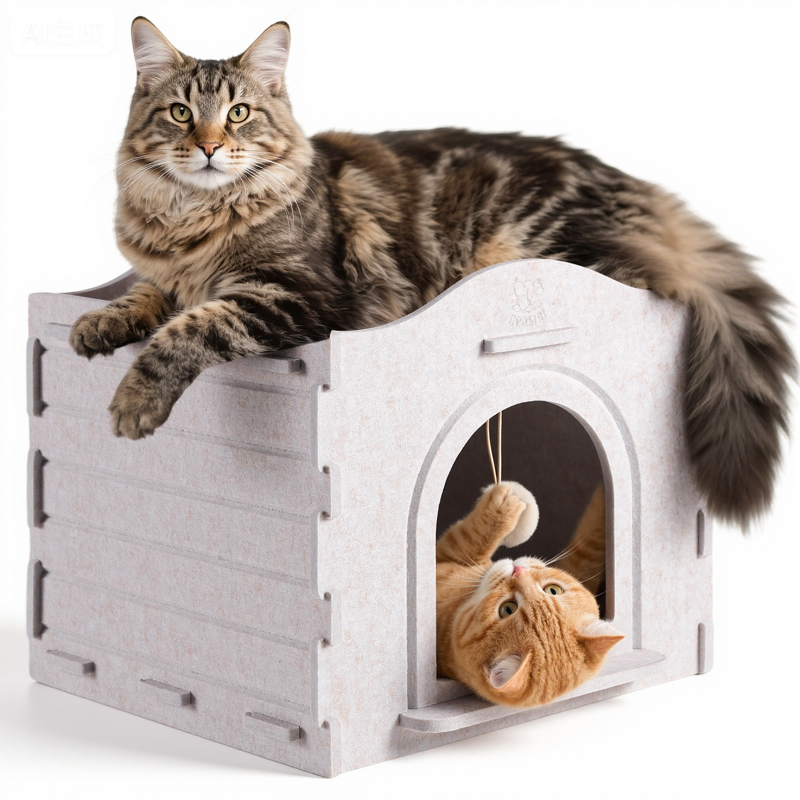 Apasiri Cat Beds for Indoor Cats ACH02 : Innovative Polyester Fiber Cat House, Cat Bed Cave for Indoor Cats, Ultra-Strong Load-Bearing Capacity, Sturdy and Scratch-Resistant, Compatible with Heating Pads