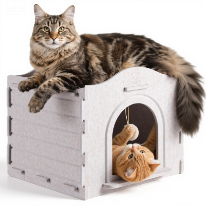 Apasiri Cat Beds for Indoor Cats ACH02 : Innovative Polyester Fiber Cat House, Cat Bed Cave for Indoor Cats, Ultra-Strong Load-Bearing Capacity, Sturdy and Scratch-Resistant, Compatible with Heating Pads