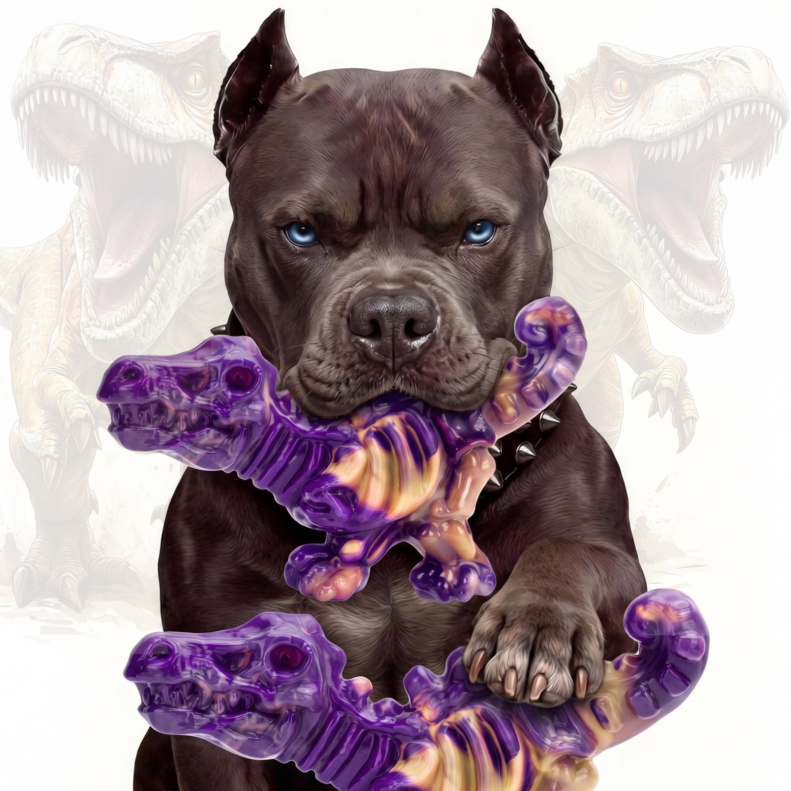 DinoBone 2-Pack Tough Dog Chew Toys for Aggressive Chewers, Bacon, Dusk | Rock-Hard Nylon Dinosaur Bones for Large Dogs 20–90 lbs, Almost Indestructible Dog Toys, Helps Redirect Destructive Chewing