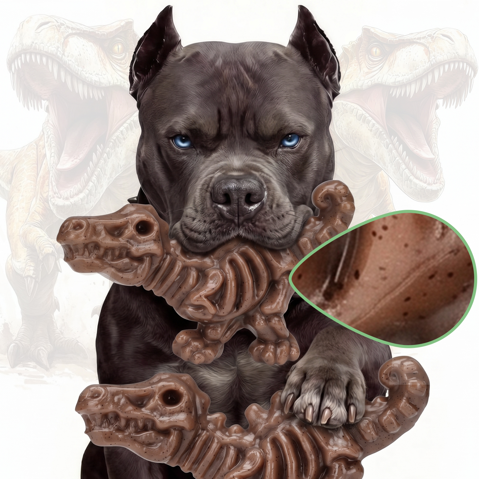 DinoBone 2-Pack Tough Dog Chew Toys for Aggressive Chewers, Bacon, Terra | Rock-Hard Nylon Dinosaur Bones for Large Dogs 20–90 lbs, Almost Indestructible Dog Toys, Helps Redirect Destructive Chewing